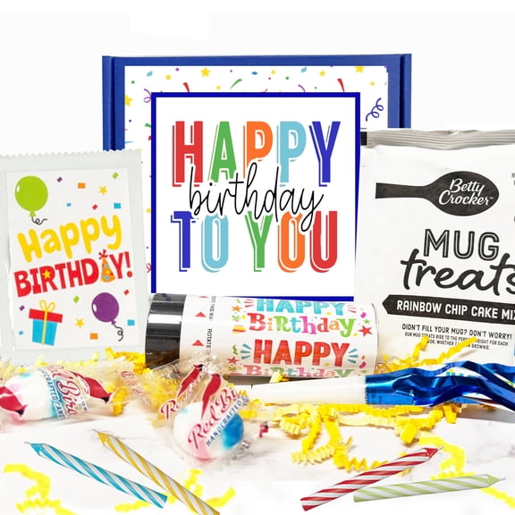 Happy Birthday in a Box - Birthday Care Package with Cake, Candles, and Confetti