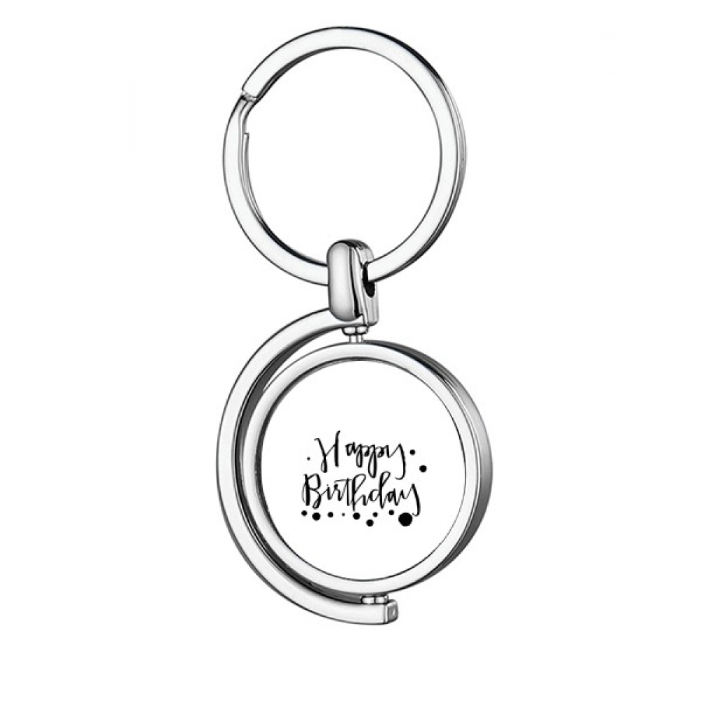 Happy Birthday s Blessing Best Wishes Rotating Keychain Metal Keyring Holder