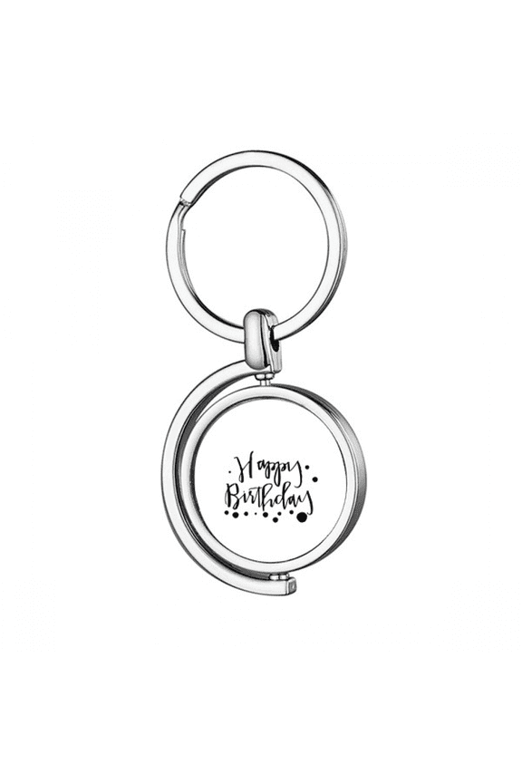 Happy Birthday s Blessing Best Wishes Rotating Keychain Metal Keyring Holder