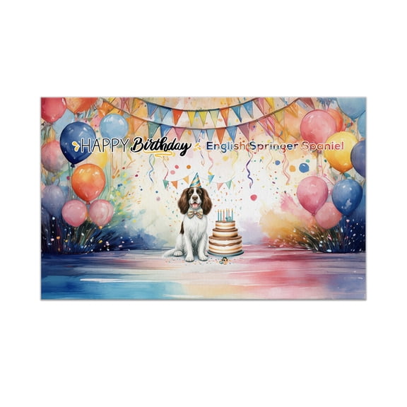 Happy Birthday to English Springer Spaniel Kitten Party Balloons Cake Doormat Springers Dog Lover Gifts Indoor Outdoor Welcome Mat - 00027