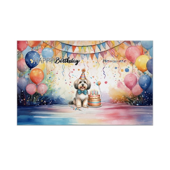Happy Birthday to Havanese Kitten Party Balloons Cake Doormat Havanese Dog Lover Gifts Idea Indoor Outdoor Welcome Mat - 00027