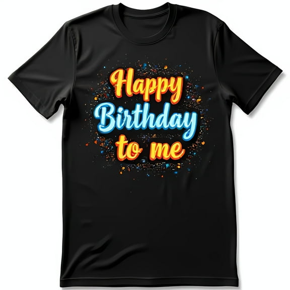 Happy Birthday to Me Graphic Black T-Shirt Colorful Design