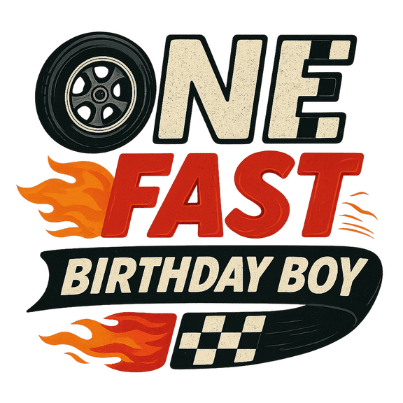 Happy Birthday to One Fast Birthday Boy Racing Theme Edible Image Cake Topper for Quarter Sheet Cake, by Tnct. (1 Count)