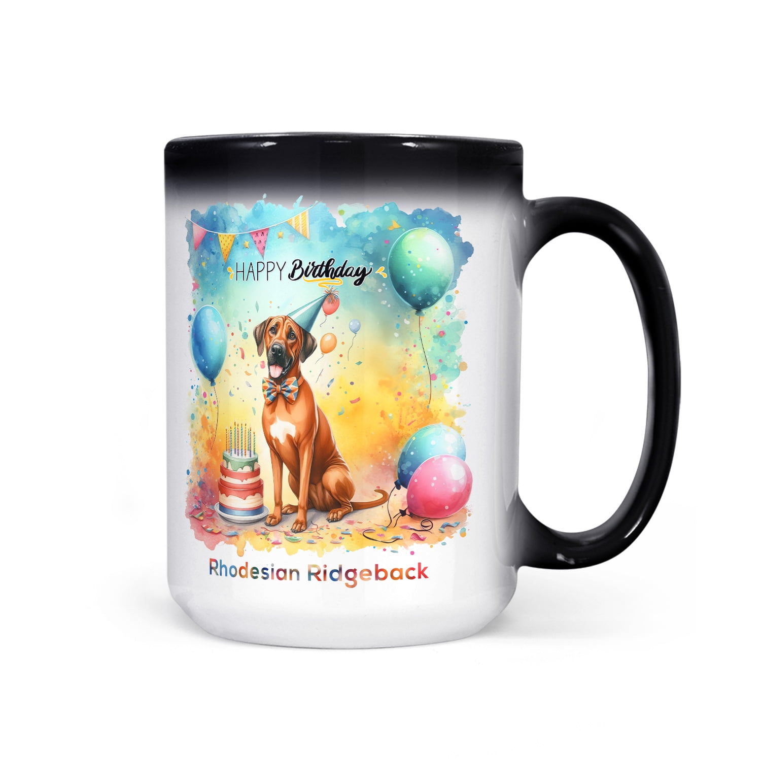 Happy Birthday to Rhodesian Ridgeback Kitten Party Balloons Cake Heat ...