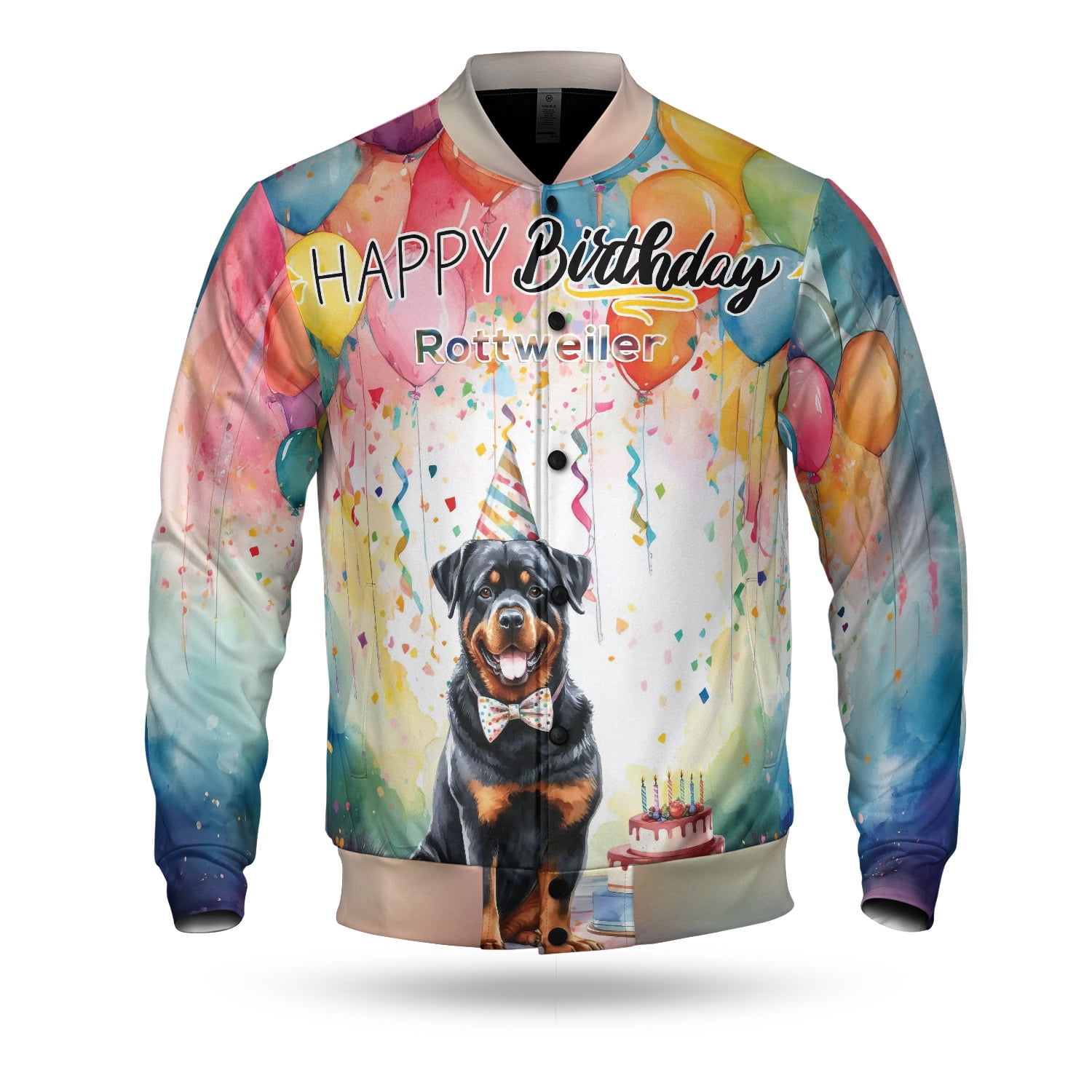 Happy Birthday to Rottweiler Kitten Party Balloons Cake All Over Print ...