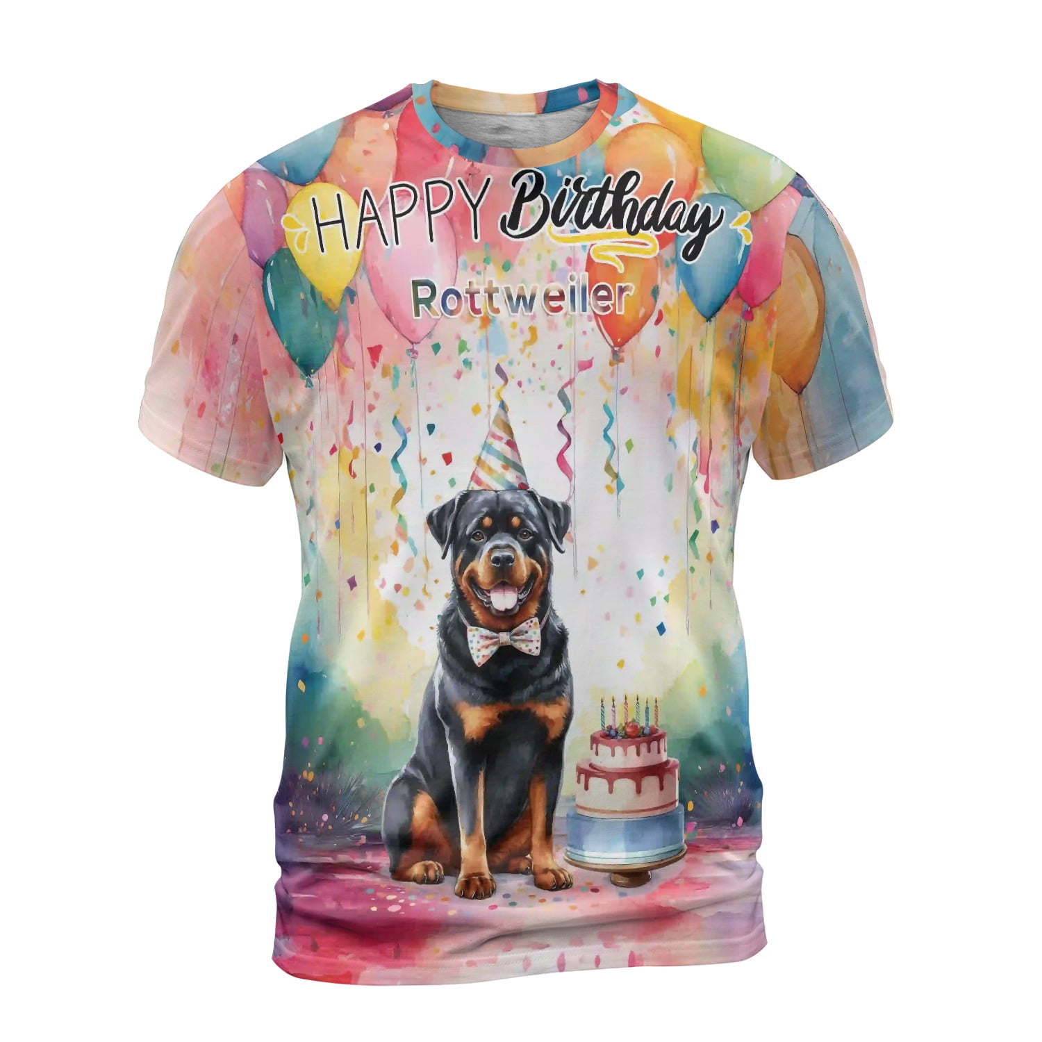 Happy Birthday to Rottweiler Kitten Party Balloons Cake All Over Print ...