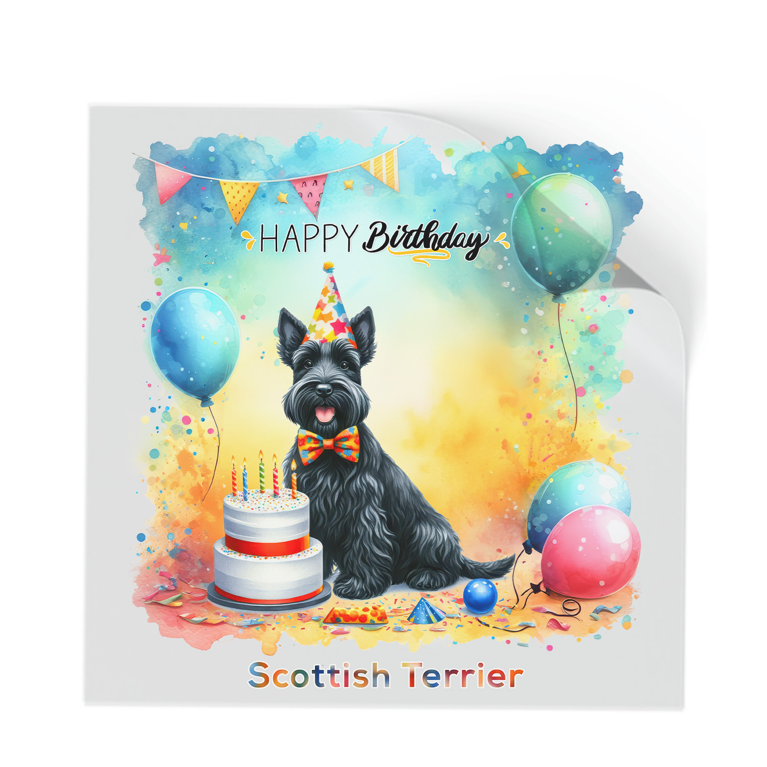 Happy Birthday To Scottish Terrier Kitten Party Balloons Cake Cutout Happy Birthday To Scottish Terrier Kitten Party Balloons Cake Cutout