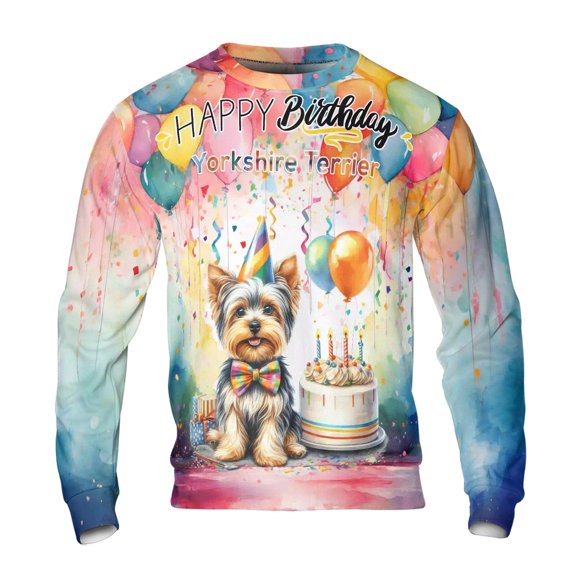 Happy Birthday to Yorkshire Terrier Kitten Party Balloons Cake All Over ...