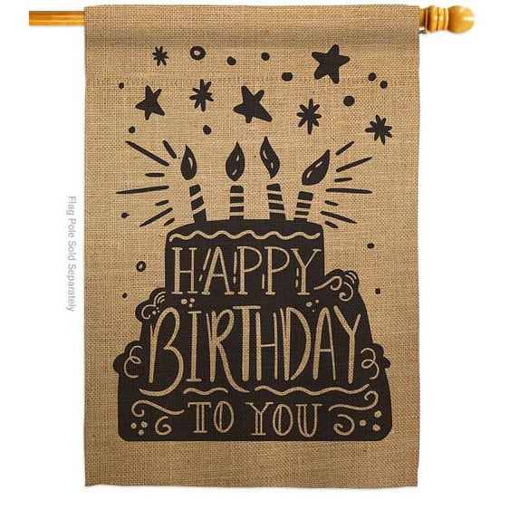 Happy Birthday to You Celebration Double-Sided Garden Decorative House Flag, Multi Color