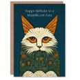 thumbnail image 1 of Happy Birthday to a Magnificent Zaza Medieval Art Flower Cat Lover Non Binary Gender Neutral Card, 1 of 3