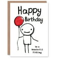 thumbnail image 1 of Happy Birthday to a Wonderful Pibling Stick Figure Red Balloon Simple Non Binary Gender Neutral Card, 1 of 3