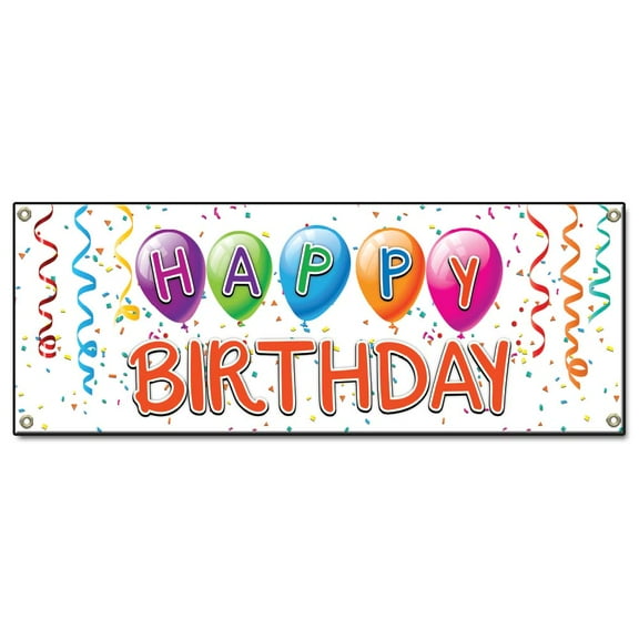 Happy Birthday1 | 24" X 72" Banner | Heavy Duty 13oz. Outdoor Vinyl Single Sided With Grommets | Made in The USA