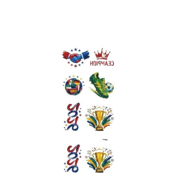 Happy BirthdayforKids,forKids, Removable, Color, Football Match Temporary Tattoos, 5X7 In, Skin Friendly Wear, Game Viewing Gatherings, Assorted Motifs, 1 Pc Sheet