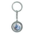 thumbnail image 1 of Happy Blue Dragon Cute Fantasy Spinning Circle Metal Keychain, 1 of 1