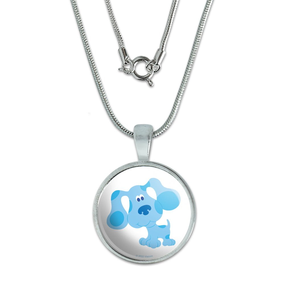 GRAPHICS AND MORE Happy Blue's Clues 0.75" Pendant with Sterling Silver Plated Chain