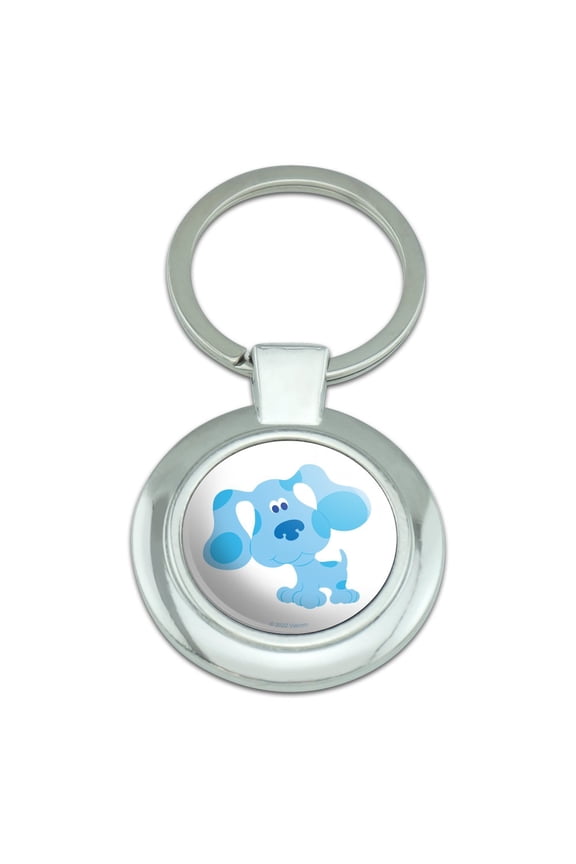 Happy Blue's Clues Keychain Classy Round Chrome Plated Metal