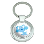 Happy Blues Clues Keychain Classy Round Chrome Plated Metal