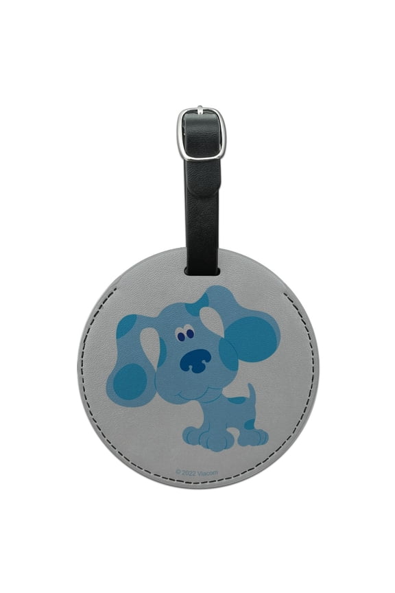 Happy Blue's Clues Round Leather Luggage Card Suitcase Carry-On ID Tag