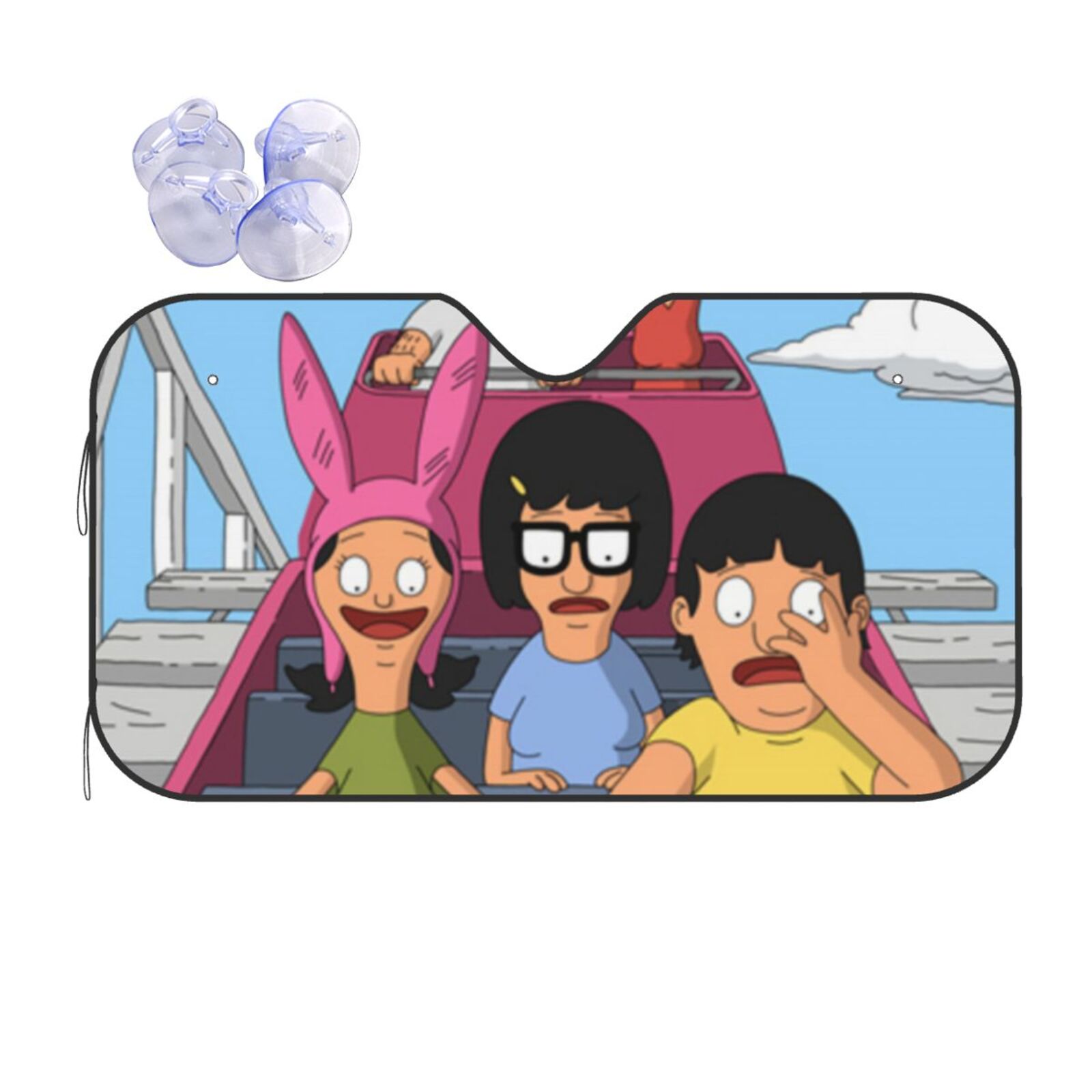 Happy Bob's Burgers Fashion Car Sunshade UV Rays Sun Visor Protector Foldable Protect Car From