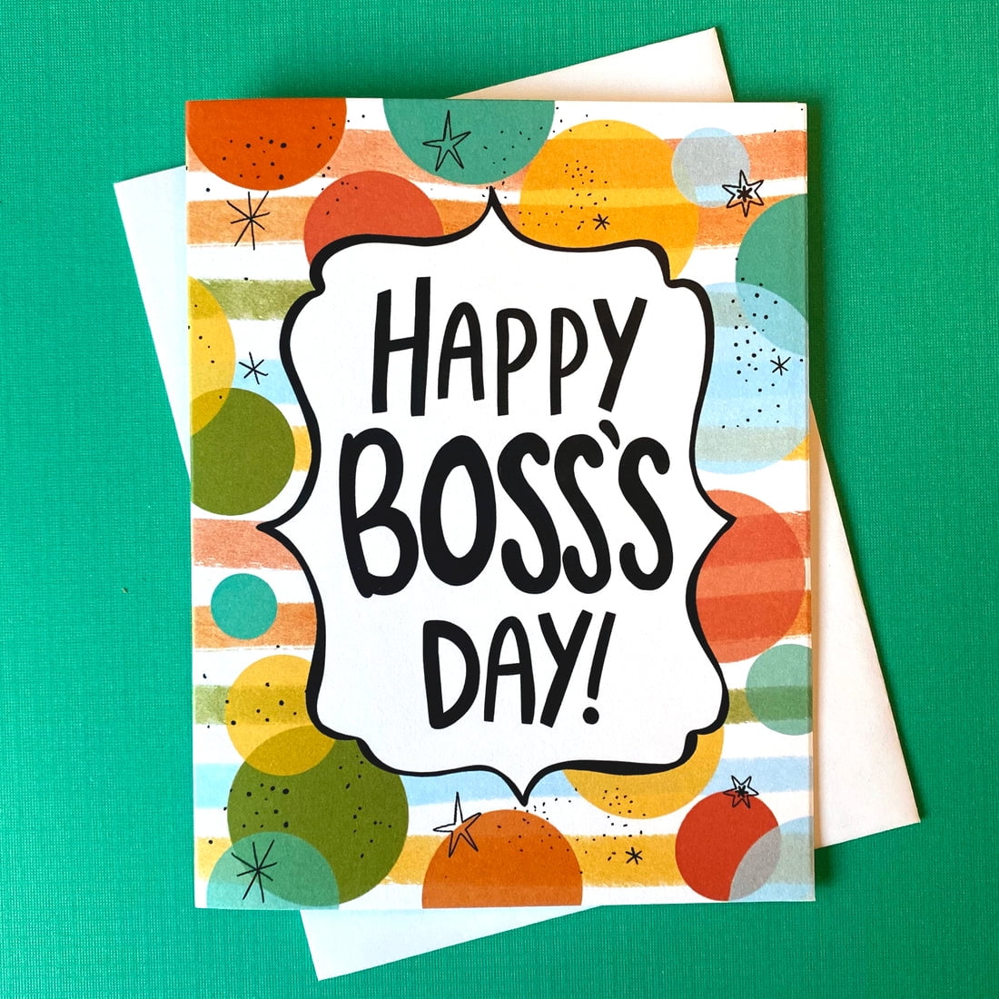 Happy Boss's Day Card – Colorful Design with Fun Patterns – Envelope ...