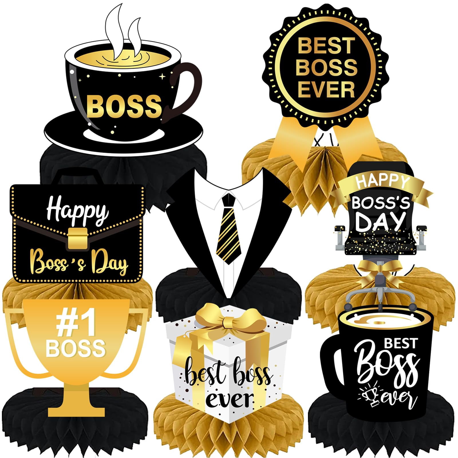 Happy Boss’s Day Honeycomb Centerpieces Table Decorations, Best Boss