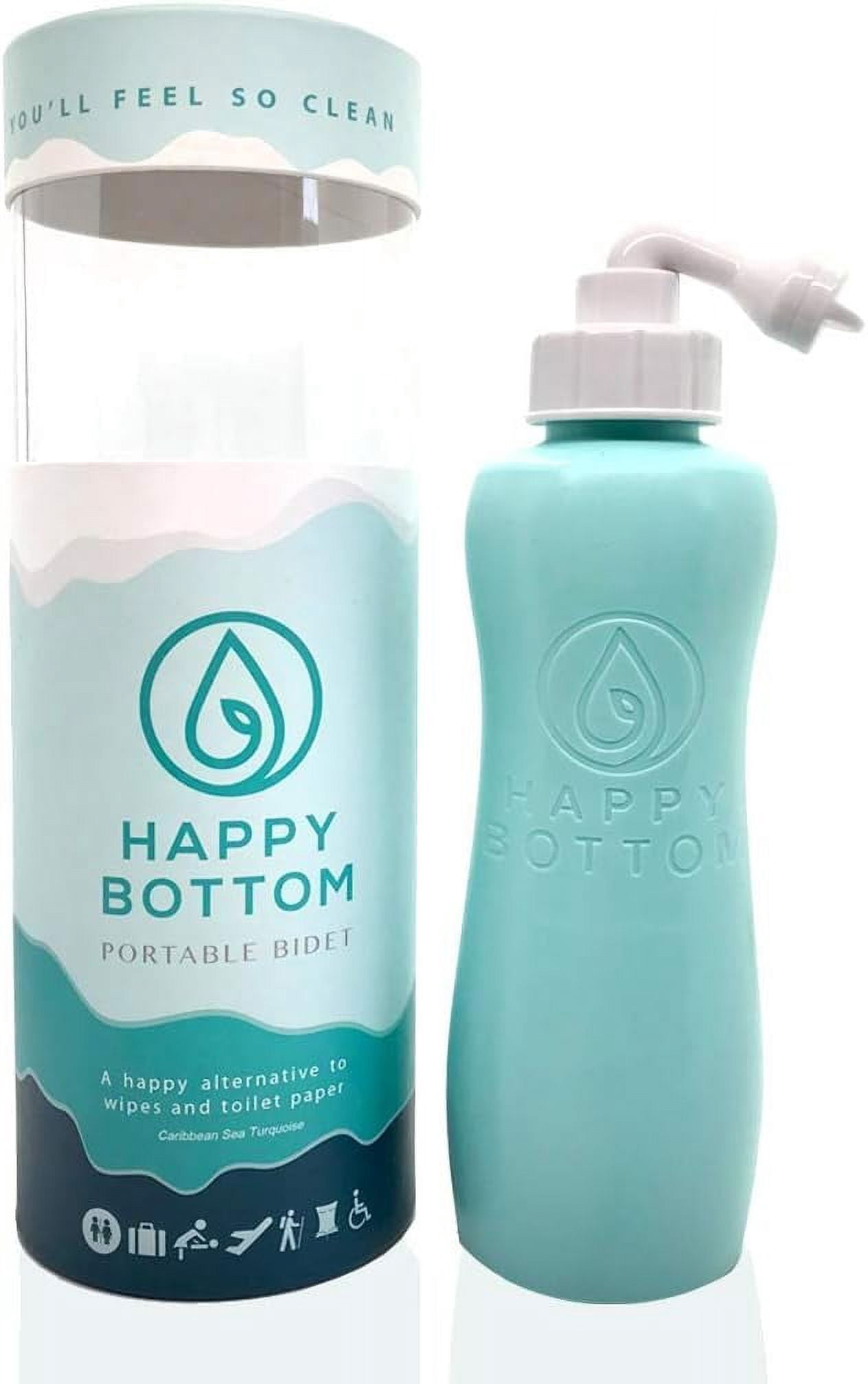 Happy Bottom Portable Bidet | Leak Free Handheld Travel Bidet and Peri Bottle with Angled Nozzle Sprayer | 400 ml Capacity | with Travel Bag