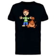 thumbnail image 1 of Happy Boy With Dog Cartoon Tee Men's -Image by Shutterstock, 1 of 2