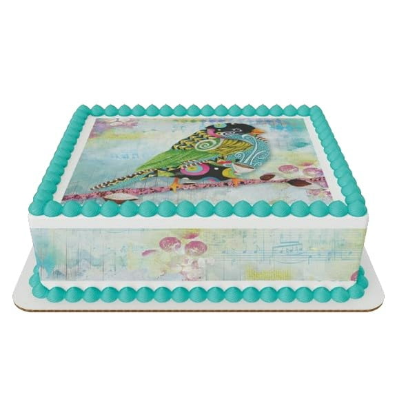 Happy Bright Bird Edible Icing Sheets- Assorted Image Cake Toppers-Frosting Sheets- Cookies- Cupcake Toppers (Border side strips 2 per sheet)