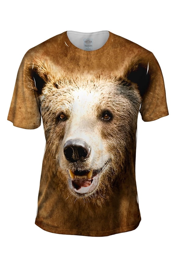 Happy Brown Bear Face Mens T-Shirt All Over Print