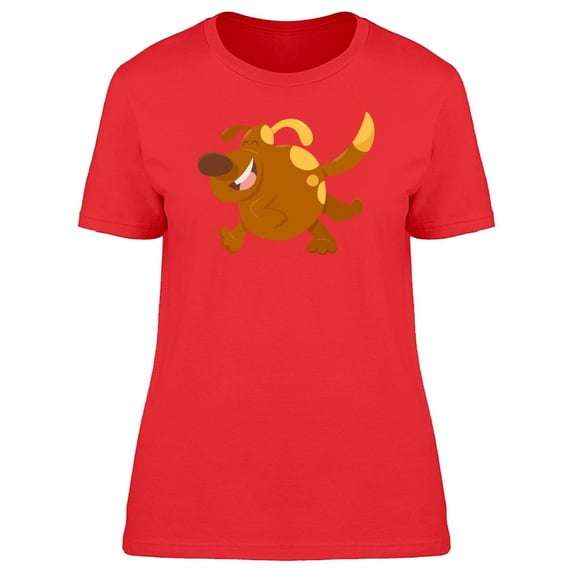 Happy Brown Dog Cartoon T-Shirt Women -Image by Shutterstock, Female Large