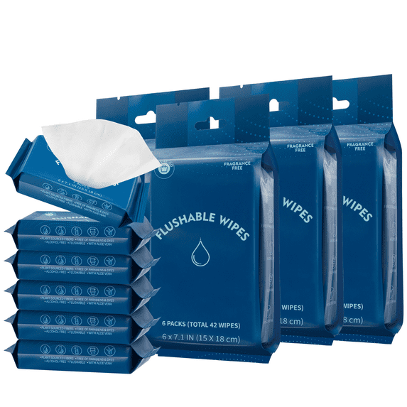 Happy Bum Flushable Wipes, Wet Wipes Travel Pack, 168 Count, 24 Pack