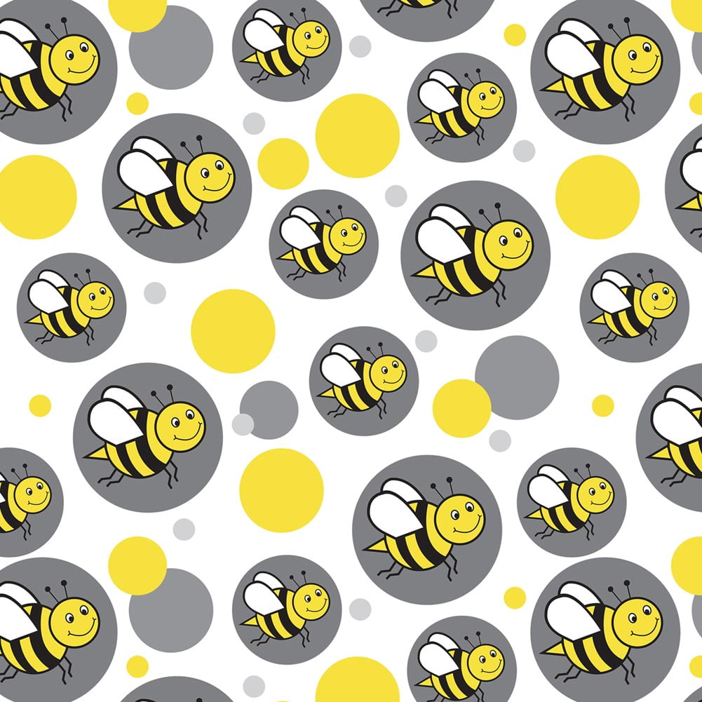 Cute Bee Gift Wrap Paper Roll - Grey Bumblebee Pattern Wrapping Paper For Birthdays, Holidays & Crafts