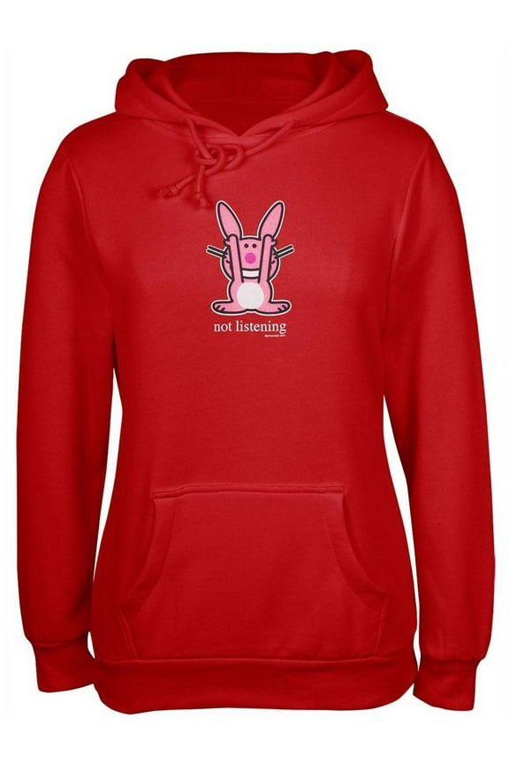 Happy Bunny - Not Listening Red Ladies Hoodie - Small