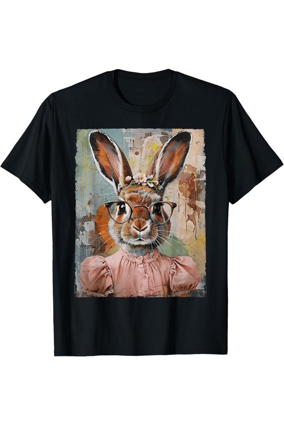 Happy Bunny Rabbit Graphic Art Retro Groovy T-shirt