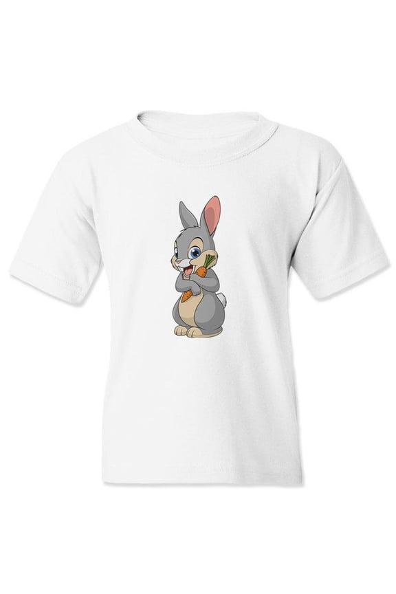 Happy Bunny With Carrot T-Shirt Juniors -Image by Shutterstock,  Small
