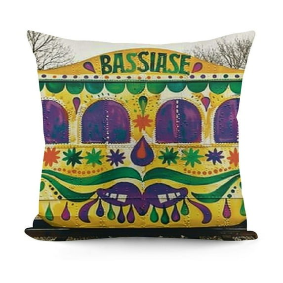 Happy Bus Throw Pillow Cover, Party Cushion Case Decoration for Sofa Couch