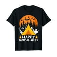 thumbnail image 1 of Happy Camp-O-Ween Funny Halloween Camping Crew Neck Black T-Shirt, 1 of 5