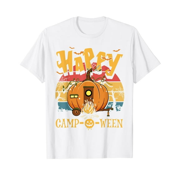 Happy Camp-o-Ween Funny Halloween Party Camping Costume White Cotton T-Shirt