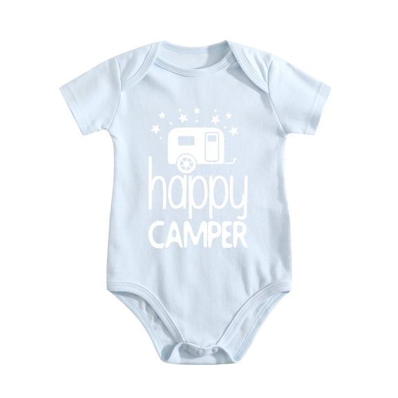 Happy Camper Baby Bodysuit Funny Cute Infant Outfit Adorable Newborn Boy Girls Unisex Baby Blue-style 9-12M
