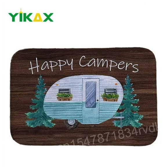 Happy Camper Camping Entrance Door Mat Welcome Floor Rug Kitchen Prayer Rugs Bathroom Carpets Children Room Doormat Bath Cute