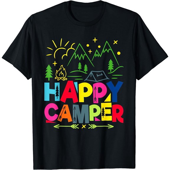 Happy Camper Camping Funny Gift Men Women Kids T-Shirt
