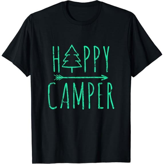 Happy Camper Camping T-Shirt Black 3X-Large