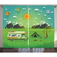 thumbnail image 1 of Ambesonne Happy Camper Curtains 2 Panel Set, Outdoors Caravan, 108" x 63", Multicolor, 1 of 3