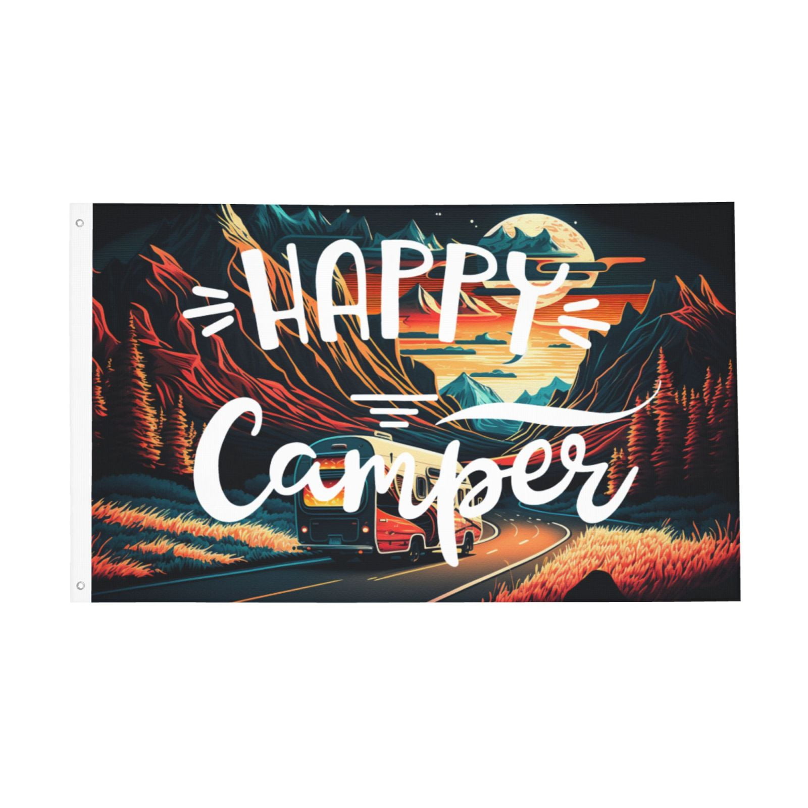 Hapy Rommet Happy Camper Flag 3x5 Ft Outdoor Indoor With Grommet Garden Yard Banner ...