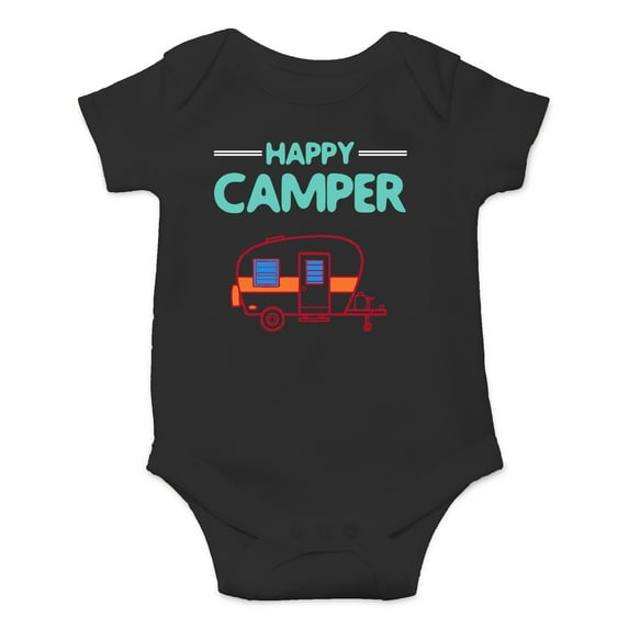 Happy Camper - Funny Outdoor Outfit - Let The Adventure Begin - Cute One-Piece Infant Baby Bodysuit