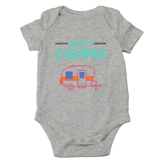 Happy Camper - Funny Outdoor Outfit - Let The Adventure Begin - Cute One-Piece Infant Baby Bodysuit