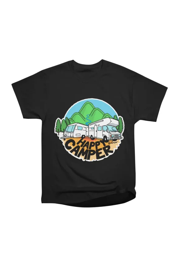 Happy Camper Mountains T-Shirt Tee Gift For Him Merch For Her Apparel For Friend