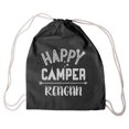 thumbnail image 1 of Happy Camper Personalized Black Drawstring Bag, 1 of 2