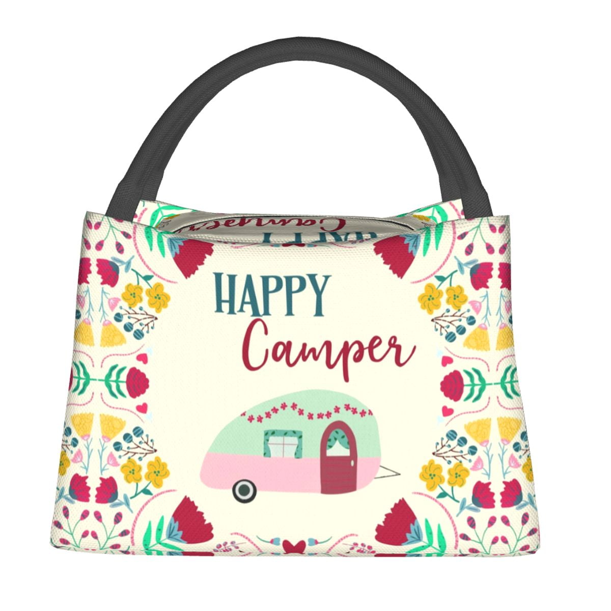 Happy Camper Print Lunch Bag Cute Lunch Box For Men Office Convenient