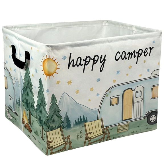 Happy Camper RV Camping Scene Storage Baskets Storage Boxes Home Decor Storage Clothes Organization And Storage Home Decor Storage Holiday Gifts，Laundry Baskets